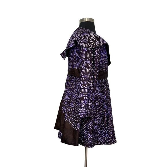 Purple Ankara XL 1X Peplum Top Tunic Jacket Dress Batik Art To Wear Handmade - Picture 4 of 13